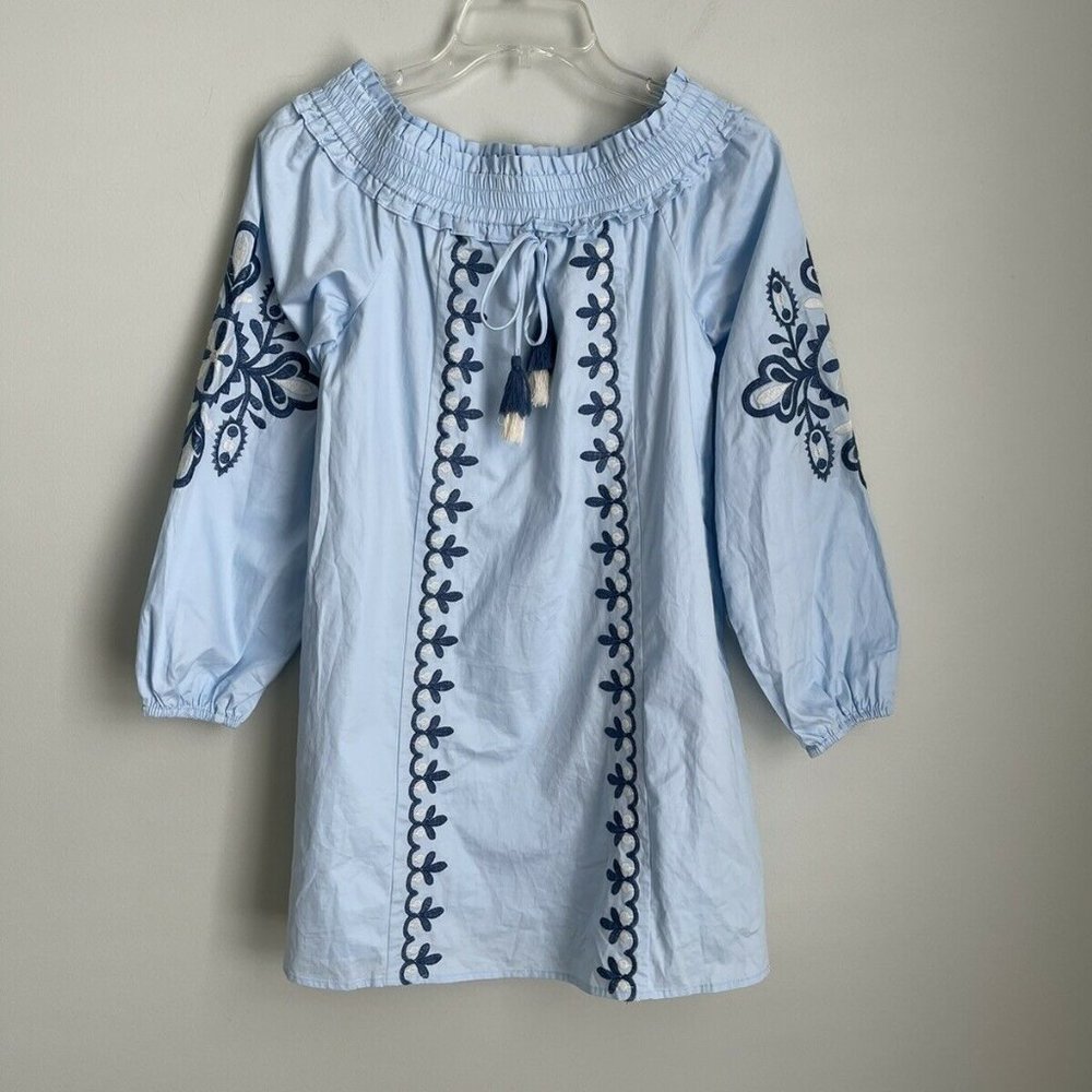 New Loveriche Blue Embroidered Mini Dress